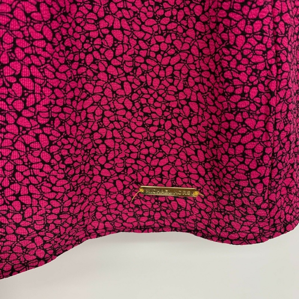 Michael Kors Top Pink Black Butterfly Print Cold Shoulder Ruffle - Picture 5 of 9